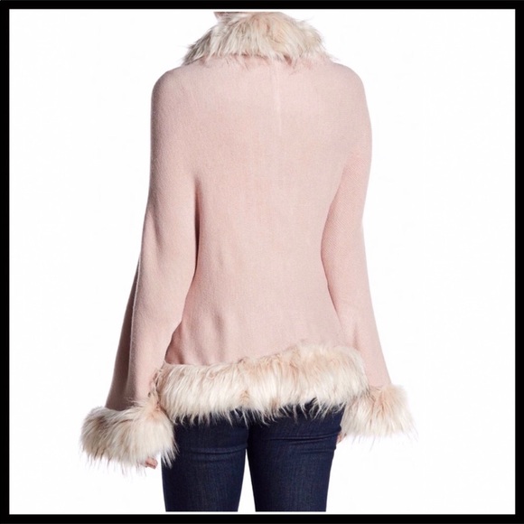 LUXE FAUX FUR CAPE PONCHO BLANKET WRAP COAT A3C - Picture 5 of 8